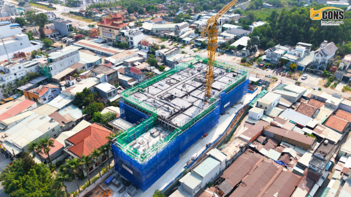 Toàn cảnh công trường Bcons Asahi tháng 04/2026 từ trên cao