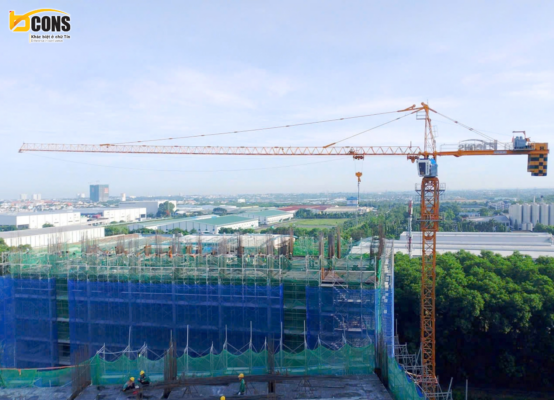 Hình ảnh thực tế Bcons Solary tháng 06/2026, góc nhìn tổng thể công trường đang hoạt động.