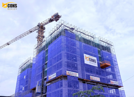 Bcons Asahi: Cập nhật tiến độ thi công tháng 6/2026 2 Hình ảnh thực tế dự án Bcons Asahi tháng 06/2026, thể hiện công tác thi công kết cấu tại các tầng cao.